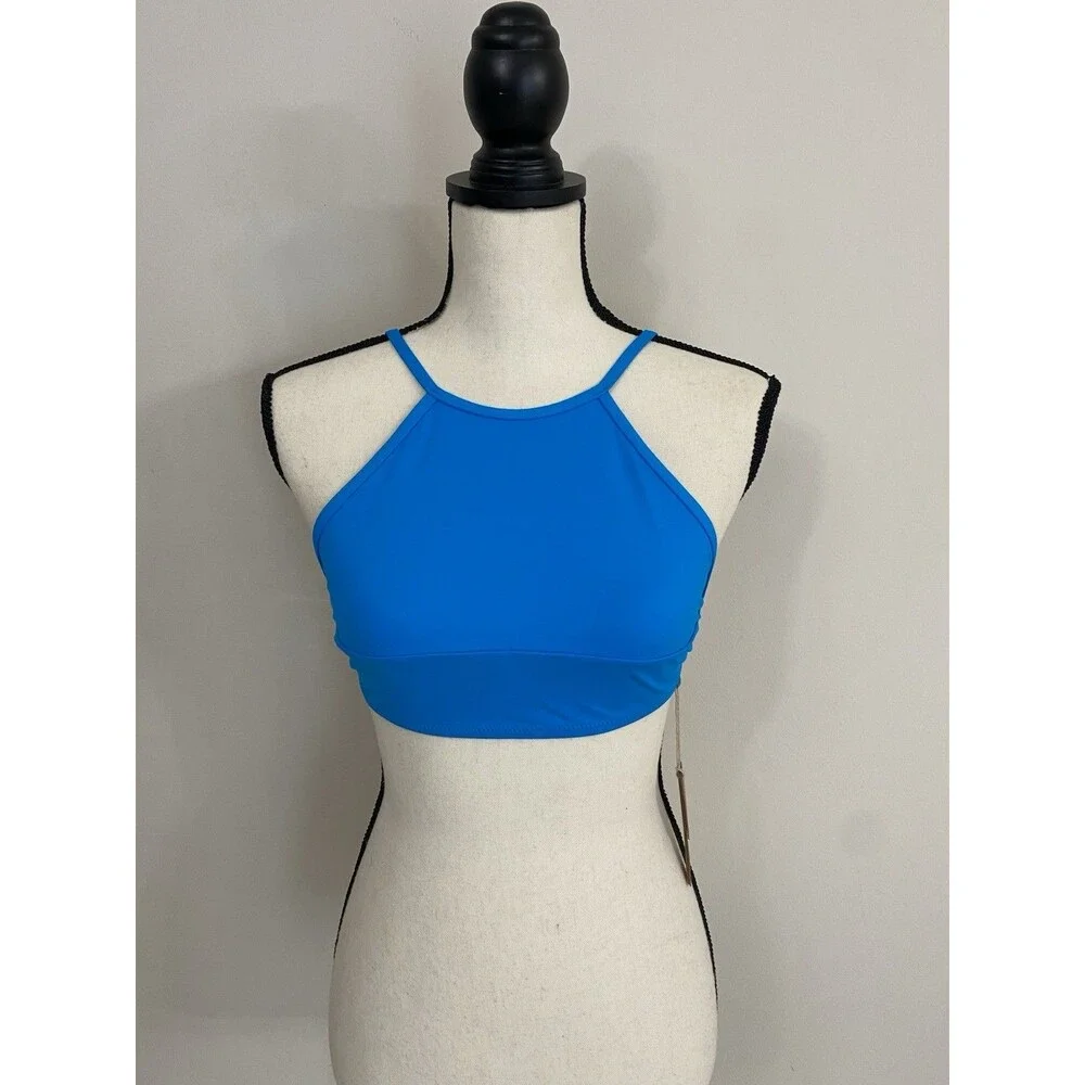 SKIMS Signature Swim High Neck Top Turquoise NWT Size S Small